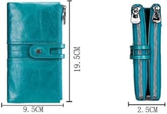 Contacts Bifold Wallets for Women | Genuine Leather Ladies Clutch/Wallet with RFID Protection | Slim Zipper Purse/Card Holder Organizer for Women (W15-Teal Blue)…