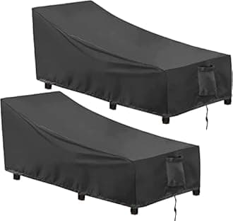 OutdoorLines Outdoor Waterproof Patio Chaise Lounge Chair Cover - UV Resistant Lounger Covers Heavy Duty Weatherproof Patio Sofa Furniture Covers, 2 Packs, 84Wx32Dx32H Inches, Black