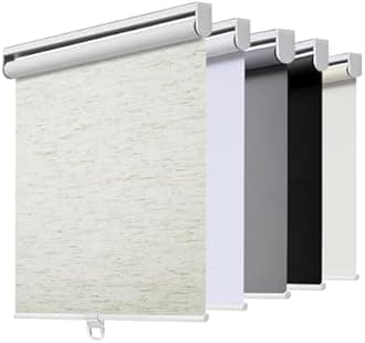 Cordless Roller Shades Blackout Blinds for Windows Room Darkening Rolled Up Shades with Spring System, UV Protection Natural Linen Fabric Window Shades Door Blinds for Home（28" W x 72" H, Linen Cream