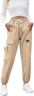 SANGTREE Girls & Womens Drawstring Cargo Jogger Pants,3 Years - Women 3XL