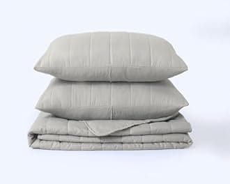 King Size Bedspreads Tram Lines Quilted Pattern - 3Pcs Linen color Sofa Throw Set 240x260cm Soft Microfiber Lightweight Coverlet with 2 Pillowcases 50x75cm for All-Season (Linen, King)