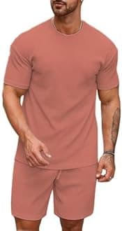 SMOWKLY Men's Pyjama Set - T-Shirt and Shorts Night Wear - Night Suit for Men