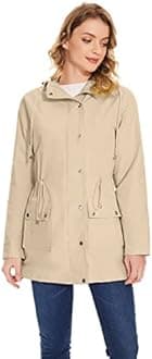 BBX Lephsnt Rain Coats for Women Waterproof Rain Jacket Lightweight Windbreaker Outdoor Hooded Trench Coat