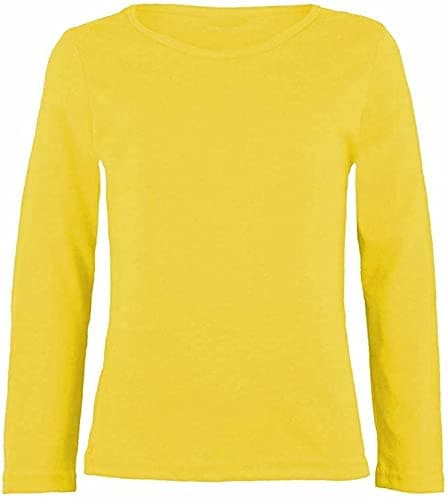 LUXE DIVAGirls Boy Kids Plain Basic Long Sleeve Round Neck T-Shirt Stretch School Tee Top 2-13 Years