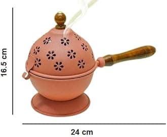 Heaven Decor Incense Burner, Loban Burner with Handle, Dhoop Dhuni Burner Sambrani Dhoop, Resin & Home Office Temple Prayer Butler (Large)