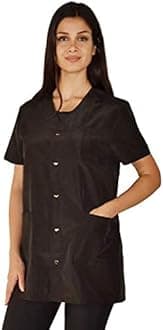 Ladybird Line 530 Women’s Pro Salon Stylish Jacket, V Neck, Snap Button Front, Pleated Back Detailing, Water, Hair, and Bleach Resistant, Ideal for Pet Groomers and Hair Stylists, Size 3XL