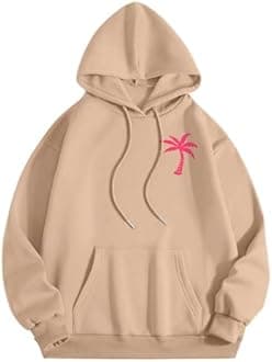 Pink Graphic Hoodies for Teen Girls Kids Womens Cute Letter Print Casual Preppy Sweatshirts Oversized Long Sleeve Y2K Streetwear Tops Pullover