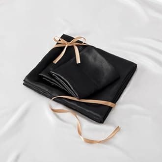 BEDELITE California King Sheets Set, Luxury Soft Black Satin Sheets for Hair and Skin, Similar to Silk Bed Sheets Set 4 Pieces with 1 Deep Pocket Fitted Sheet, 1 Flat Sheet, and 2 Pillowcases