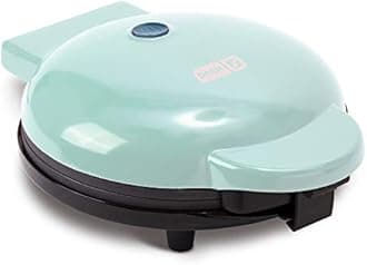 Dash DMG8100AQ 8” Express Electric Round Griddle, Aqua & DMW001AQ Mini Maker for Individual Waffles, Hash Browns, Keto Chaffles with Easy to Clean, Non-Stick Surfaces, 4 Inch, Aqua