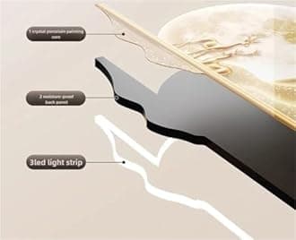 Modern 3D Wall Art Sculpture with LED Light, Plug-in Clock Home Decor, UV Engraved Wall Hanging for Bedroom, Living Room, Apartment(E,19.7"x39.4")