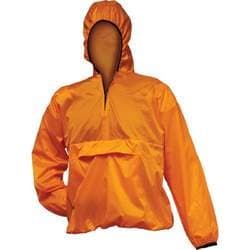PULL-OVER ORANGE RAIN JACKET-L Hood with Neck Zipper