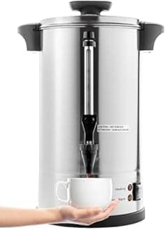 SYBO Commercial Grade Stainless Steel 10 Liters 60 Cups Coffee Maker and Hot Water Heater Urn Pot for Catering and Restaurants (10 Liter)