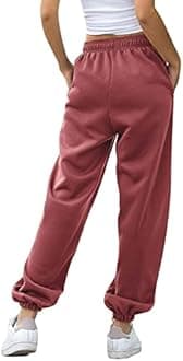 Womens Casual Joggers Cotton Sweatpants,Women Solid Color Trendy Athletic Pants,High Waisted Cute Sport Clothes