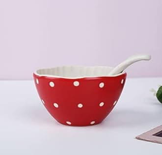 Mushroom Small Soup Bowls - Safety Matt Ceramics 4.5'' Rice Bowls, Pair with Cute Mushroom Spoon- Use for Noodles, Salad, Pasta & More.