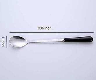 3PCS Mixing Spoons for Coffee, Dessert, Ice Cream, Milkshake, Stainless Steel Iced Teaspoon with Ceramic Handle Tablespoons Espresso Cocktail Stirring Spoons, 6.8-Inch (Black)