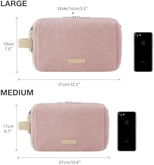 BAGSMART Toiletry Bag for Men, Canvas Travel Toiletry Organizer Dopp Kit Water-resistant Shaving Bag for Toiletries Accessories, Pink, Large, Basic/Leisure