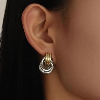 Knot Link Earrings for Women Chunky Circle Drop Dangle Earrings Studs Trendy Jewelry
