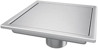 Square Shower Drain, Shower Drain 4 inch with 2 in 1 Tile-Insert Cover, Brushed AISI 304 Stainless Steel Shower Floor Drain with Hair Catcher