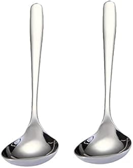 2-Pack Soup Ladle 304 Stainless Steel Spoon Kitchen Serving Sauce Server - Silver