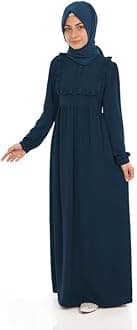 Muslim Closet� Abaya for Young Girls Age Below 14 Years | Kids Abaya with Ruffled Design over chest | Baby Girl Burqa Design (MC-KRFL001)