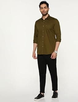 Peter England Men's Cotton Slim Fit Solid Full Sleeve Casual Shirt