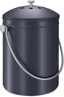 Utopia Kitchen Compost Bin for Kitchen Countertop, 1.3 Gallon Compost Bucket for Kitchen with Lid, Includes 1 Spare Charcoal Filter (Grey)