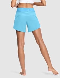 ISEEGZ Womens 5.5" Swim Shorts High Waisted Board Shorts with Pockets Quick Dry UPF 50+ Beach Shorts with Liner