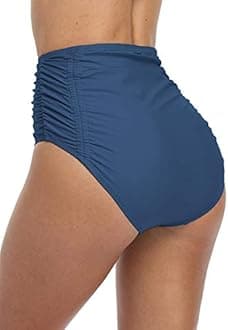 CharmLeaks Women Medium Waisted Swim Briefs Solid Bikini Bottoms Swimwear Bottom