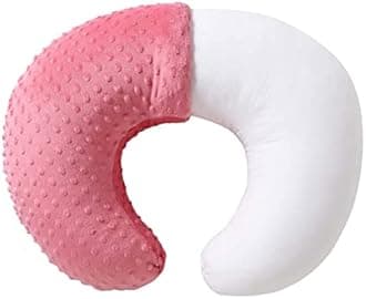 QUENESS Nursing Pillow and Positioner, Breastfeeding, Bottle Feeding, Baby Sitting Support with Removable Ultra Soft Cover, Tummy Time Support for Baby Boys and Girls (StrawberryRed)