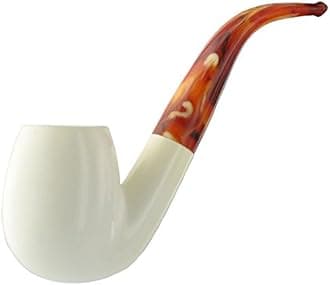 Full Bent White Smooth Turkish Meerschaum Pipe