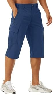 EKLENTSON Men's Workout Shorts Quick Dry Gym Hiking Shorts Zipper Pockets Lightweight Athletic 3/4 Capri Pants for Men