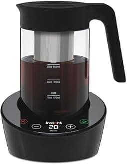 Instant Cold Brewer Coffee and Iced Tea Maker Digital One Touch Cold Cold Coffee Machine, Ready in 5 minutes: Perfect for Cold Brew Coffee, Iced Tea, Chai Lattes, Bubble Tea - 950ml Glass Pitcher