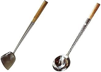 Sunrise Commercial Grade Wok Ladle (Ladle 16" (#3) & Shovel 16" (#3) Set) with Pin