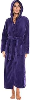 Alexander Del Rossa Women's Soft Plush Fleece Hooded Bathrobe, Full Length Long Warm Lounge Robe with Hood