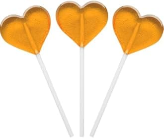 Fruidles Lollipops Mini Heart Shaped Flavored Delicious Lollipop, Individually Wrapped, 5g Lollipop (60 Lollipops, Orange)