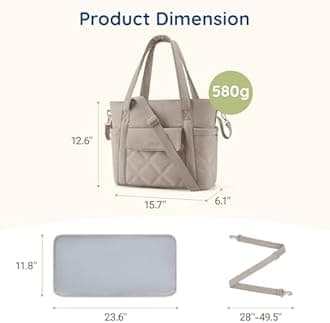 mommore Diaper Bag Tote, Small Baby Bag with Insulated Pockets, Lightweight, with Stroller Straps, Gym Bag with Yoga Strap