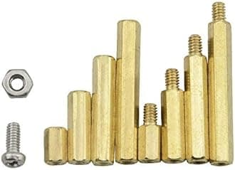 XLX 320PCS M2 Brass Male-Female/Female-Female Hex Brass Spacer Standoff Screw Nut Assortment Kit and Stainless Steel Screw Nut Set (Brass M2)