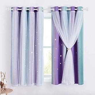NICETOWN Star Blackout Curtains - Decorative Cut-Out Star Panels with Eyelets for Room Darkening, Kids' Room/Bedroom, 2 Panels, W52 x L54 Inch (132x137 cm), Purple, Blue