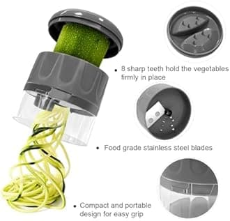 3 in 1 Vegetable Spiralizer Slicer, Adjustable Zucchini Carrot Noodle Maker, Cucumber Spiral Cutter, Easy to Use Kitchen Tool（Dark Grey）