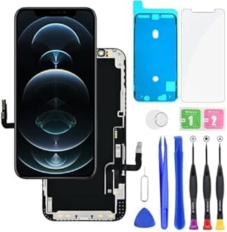 for iPhone 12/12 Pro LCD Display FHD Screen Replacement 3D Touch Digitizer Frame Full Assembly with Repair Tools Kit for 6.1 inch iPhone 12/12 Pro+Waterproof Adhesive+Screen Protector