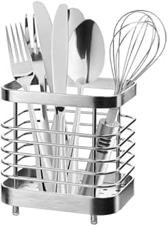 Utensil Holder, Stainless Steel Utensil Drying Rack with Detachable Base, Dish Drainer for Kitchen Counter, Silverware Cutlery Flatware Holder Forks, Knives, Spoons, Chopsticks Organizer
