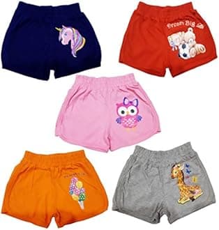 TotzTouch Baby |Kids Girls Regular Shorts Soft Cotton with Cute Animal Prints Combo Pack of 5 Multicolored Age 6 Months to 4 Years