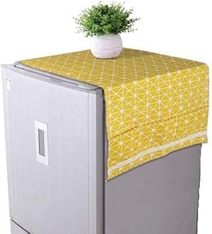 Zeinwap Refrigerator Cover Sea Cotton Cloth Anti-dust Cover Fridge Towel dust Cover Freezer Refrigerator Desktop Sundries Washing Machine Organize Storage Bags (Yellow; 130 x 55 cm)