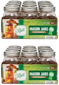 Regular Mouth Glass Mason Jars with Lids and Bands, Used for Canning (Pint, 16 Ounce (Pack of 24))