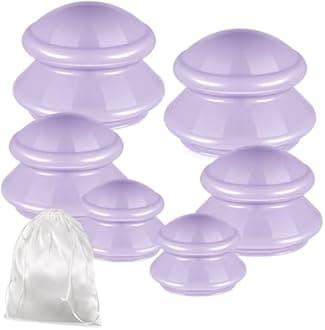 TrelaCo 6 Pieces Cupping Therapy Set Silicone Cupping Treatment 3 Sizes Massage Cup Cupping Set for Cellulite Joint Pain Muscle Pain