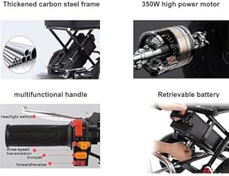 Fold Mobile Wheelchairs (Trinity Brake) - Removable Battery (48V/12A) + Rear Rack Can Carry Cargo, 3 Speed Shift Switch + Reverse Gear Design, for The Elderly, Disabled,Black