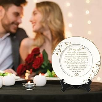 Gifts for Wife - To My Wife Plate with 24k Gold Foil, Happy Birthday Anniversary Wedding Gift for Her from Husband, Ceramic 9"
