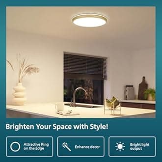 Philips 24W LED Surface Ceiling Light | Decorative IP44 WaterProof Saturn Gold Ceiling Light for Home| Crystal White, Pack of 2