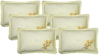 Kuber Industries Embroidery Design 6 Piece Cotton Pillow Cover Set -17"x27" (Cream) Luxury Pillow Covers - CTKTC040279