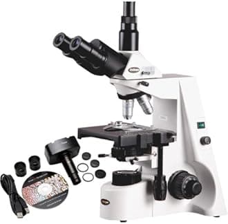 AmScope T690C-5MA Digital Trinocular Compound Microscope, 40X-2500X Magnification, WH10x and WH25x Super-Widefield Eyepieces, Infinity Objectives, Brightfield, Kohler Condenser, Double-Layer Mechanical Stage, Includes 5MP Camera with Reduction Lens and Software